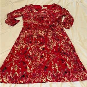 Dana Buchman Red and Gold Dress